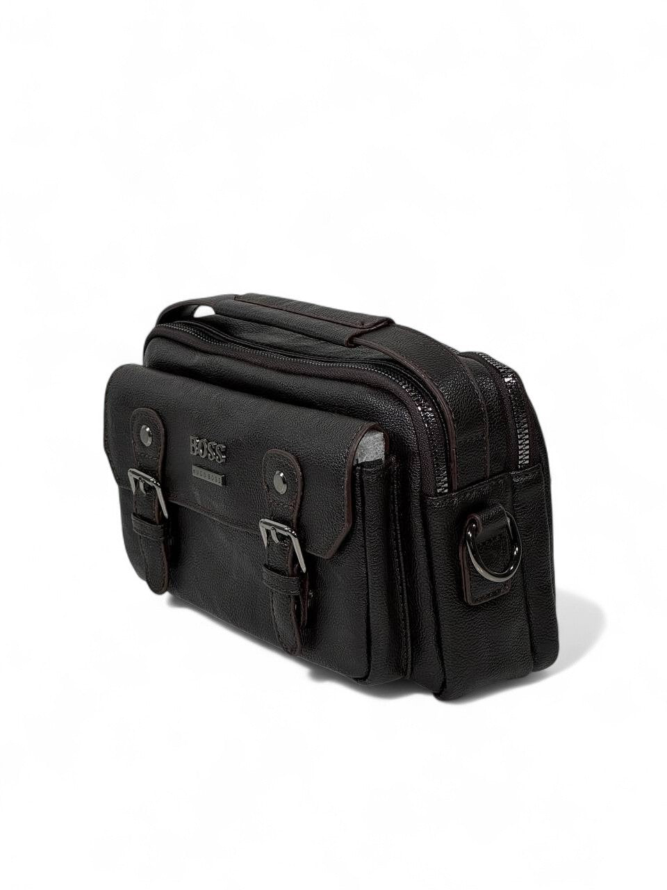 🤎 BOSS Dark Brown Executive Crossbody Pouch – Premium Leather Look