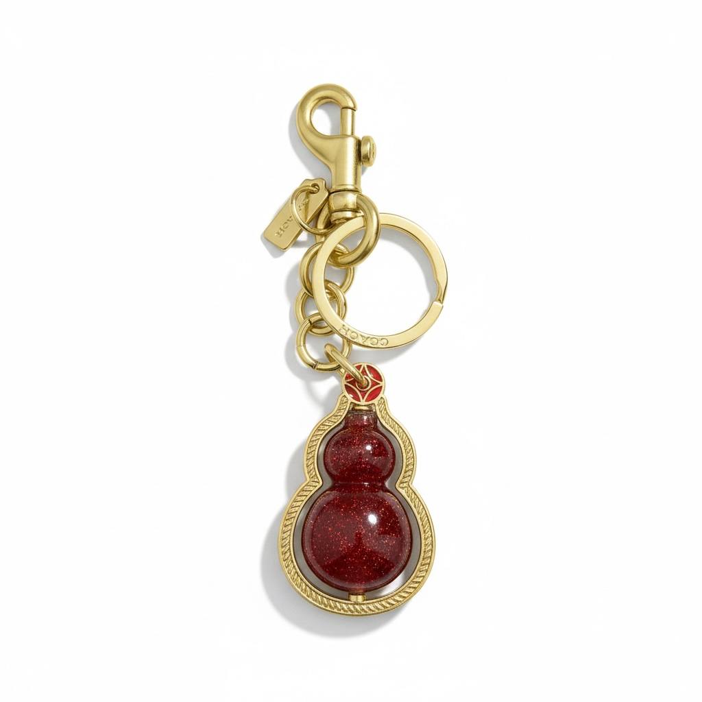 ❤️ Coach Red Gourd Charm Keychain – Gold & Enamel Luxury Accessory