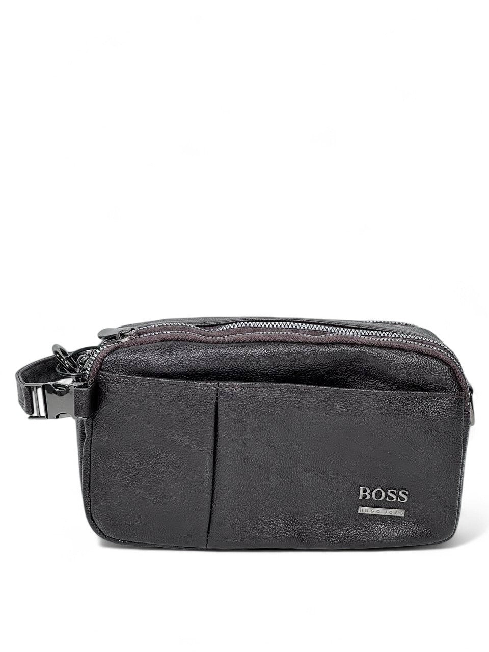 🤎 BOSS Dark Brown Premium Crossbody Pouch – Modern Minimal Designer Bag