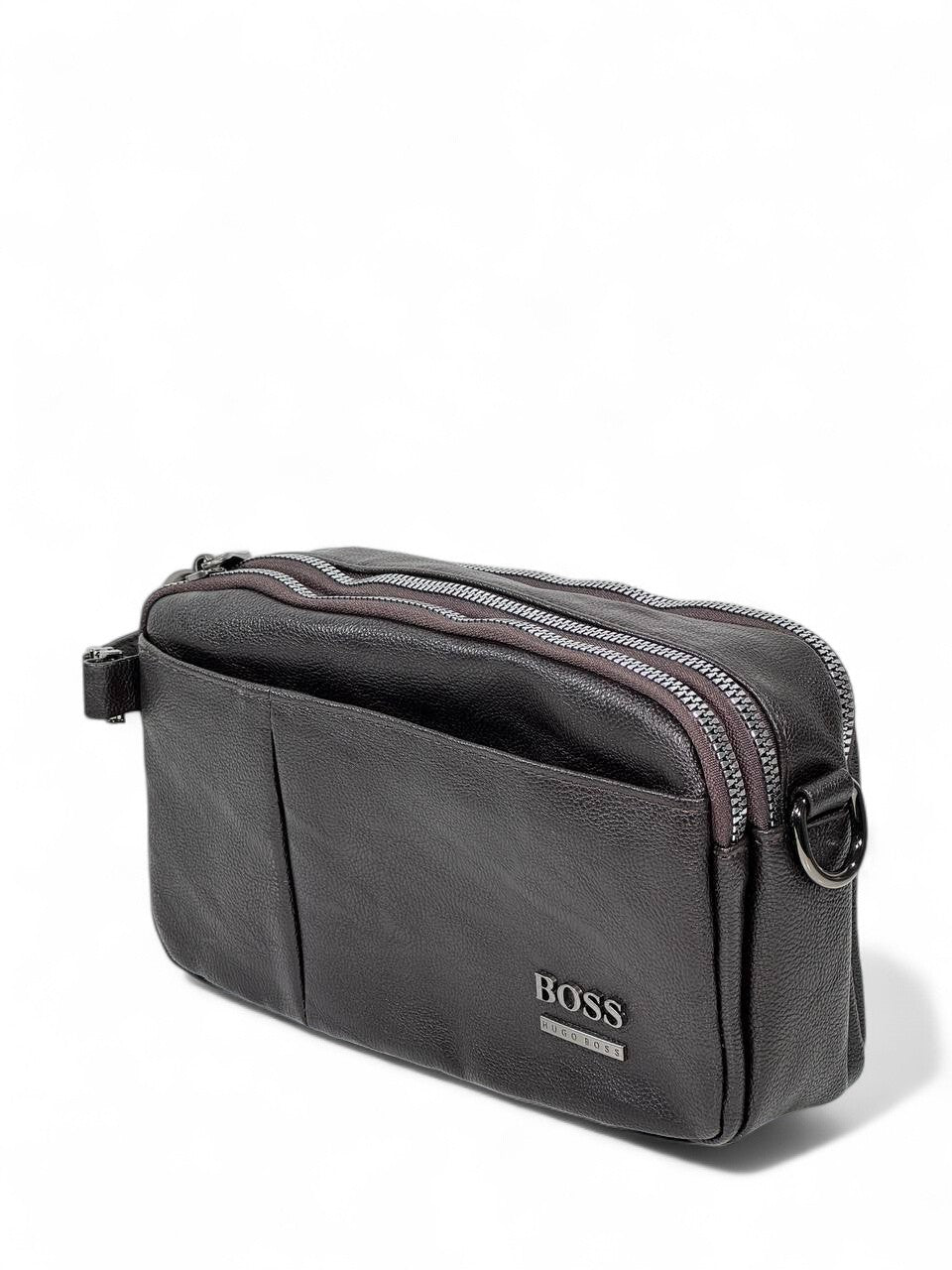 🤎 BOSS Dark Brown Premium Crossbody Pouch – Modern Minimal Designer Bag