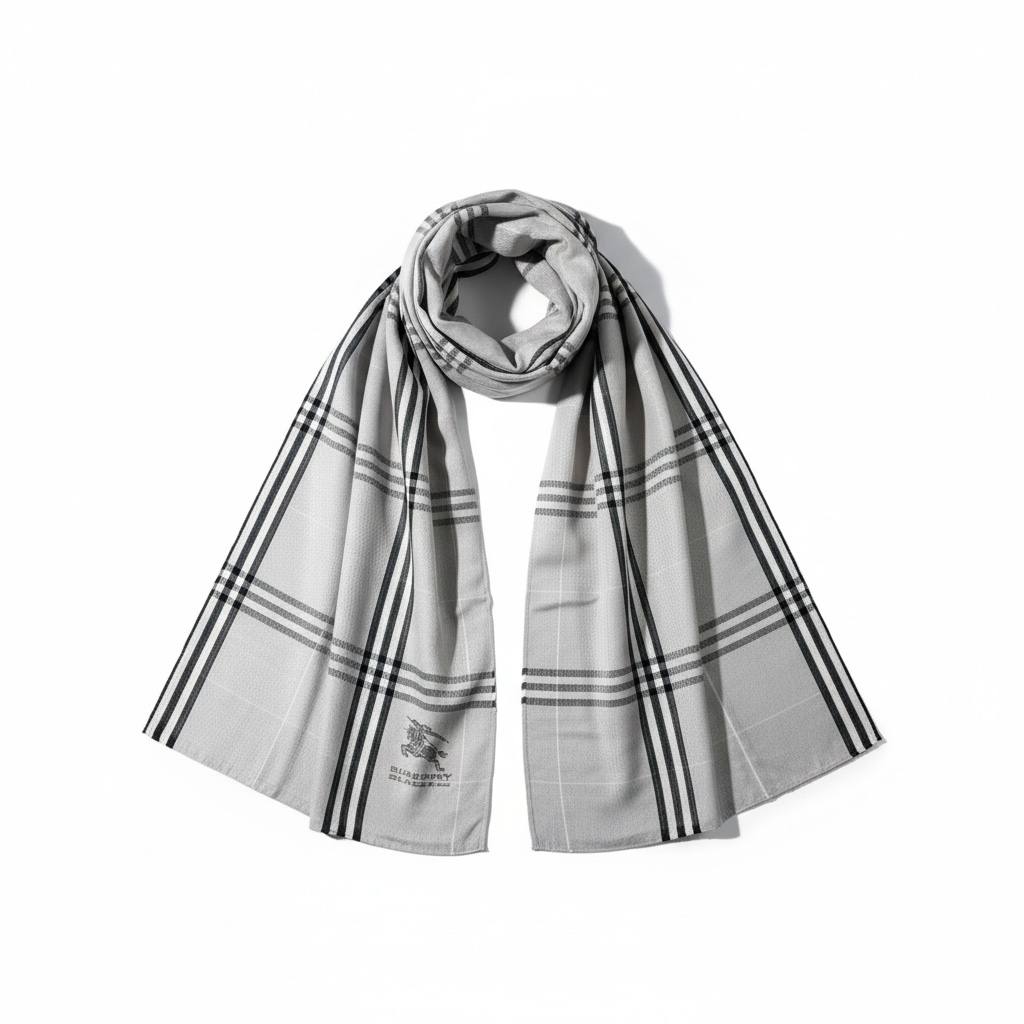 🧣 Burberry Signature Check Scarf – Grey Elegance Edition