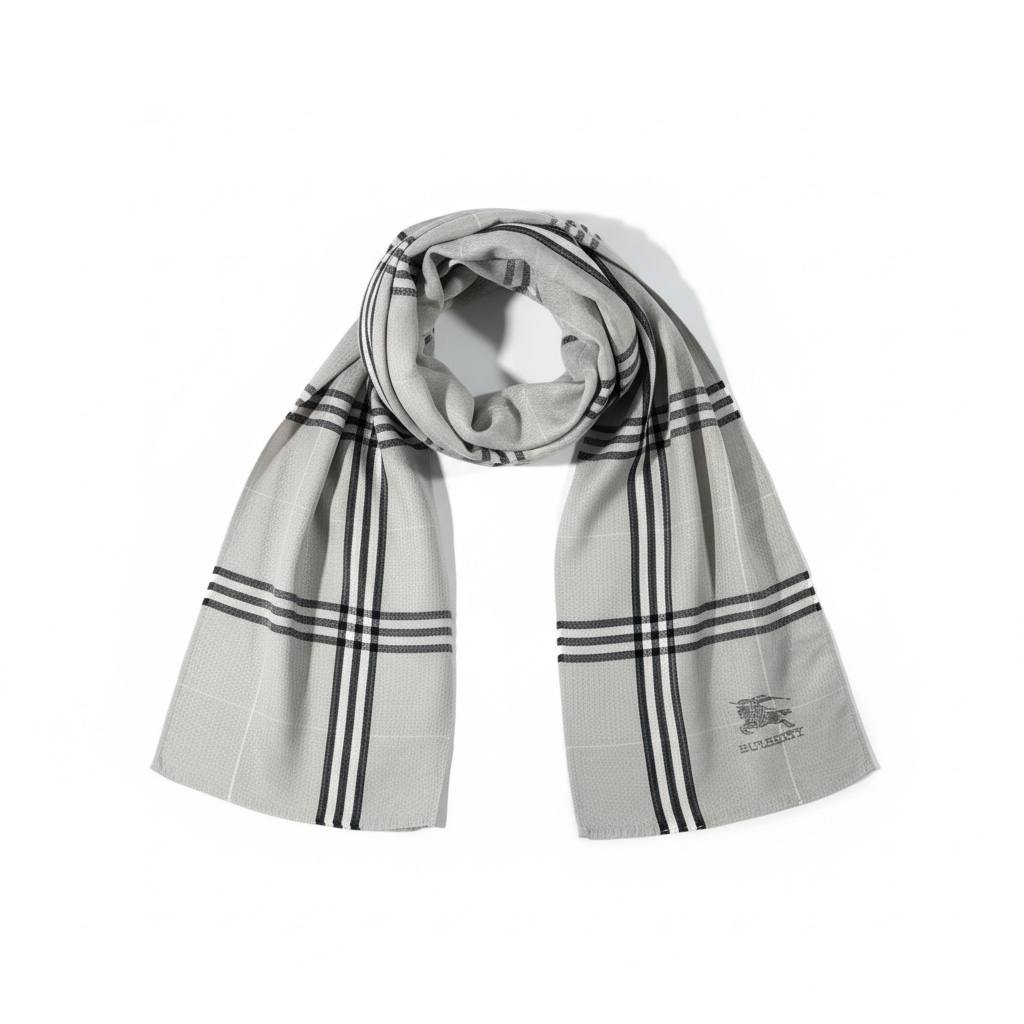 🧣 Burberry Signature Check Scarf – Grey Elegance Edition