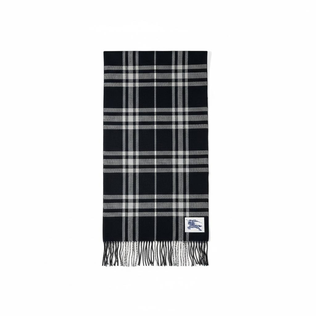 🖤 Burberry Classic Check Wool Scarf – Black/White
