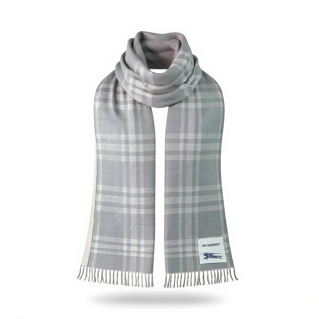 🧣 Burberry Grey Check Scarf – Premium Winter Essential