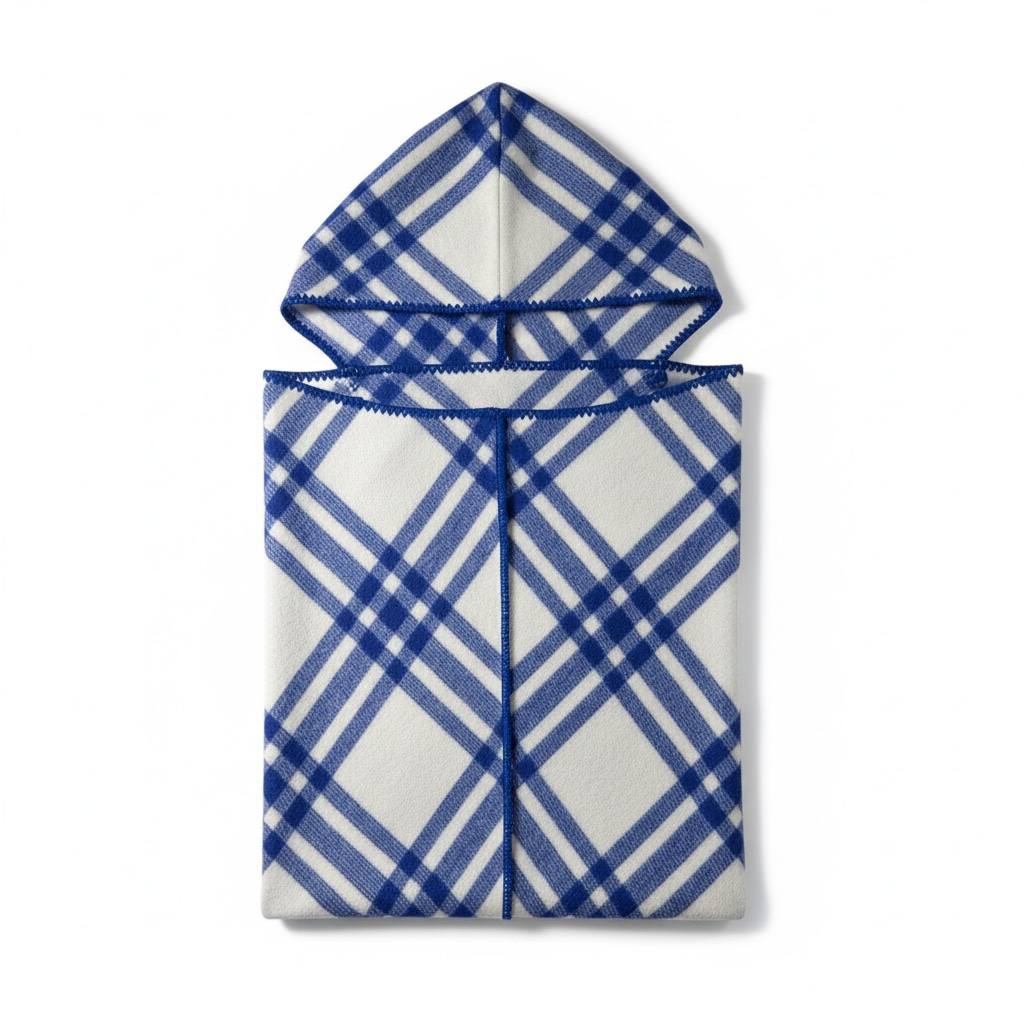 🌟 Burberry Hooded Check Scarf – Double Face | Blue & White 🧣💙