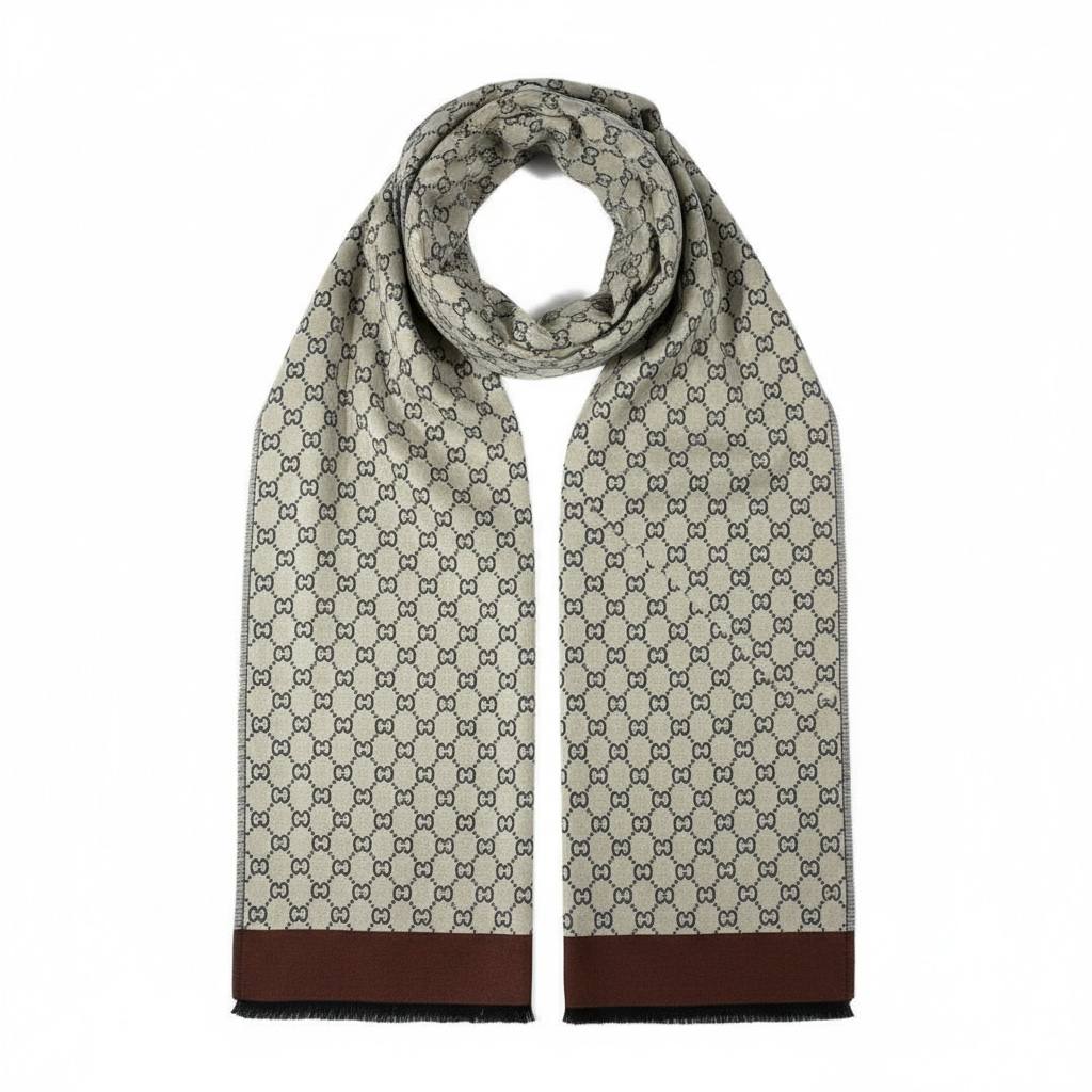 🧣 Gucci GG Monogram Reversible Scarf – Blue & Beige | Luxury Winter Essential 💙🤍