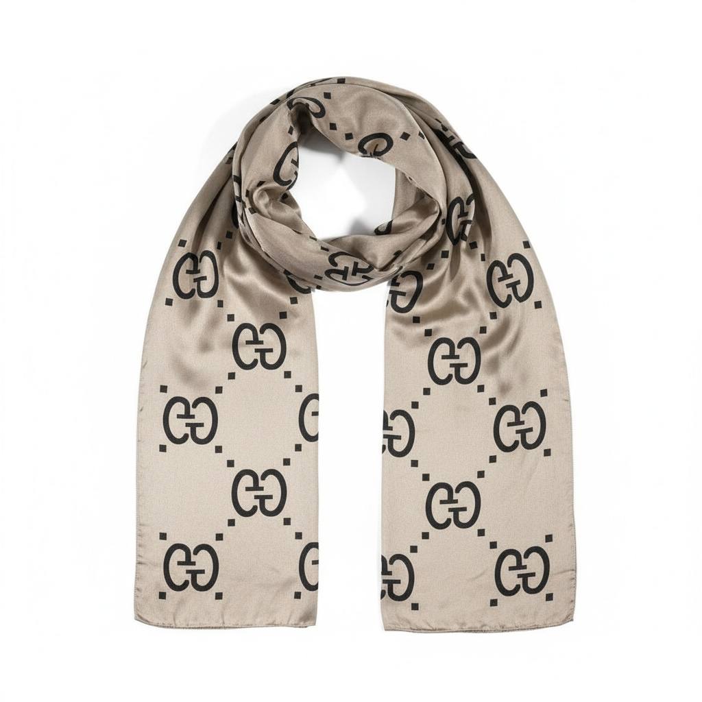 🖤✨ Gucci Double-Face GG Monogram Scarf – Black & Beige Elegance ✨🤍