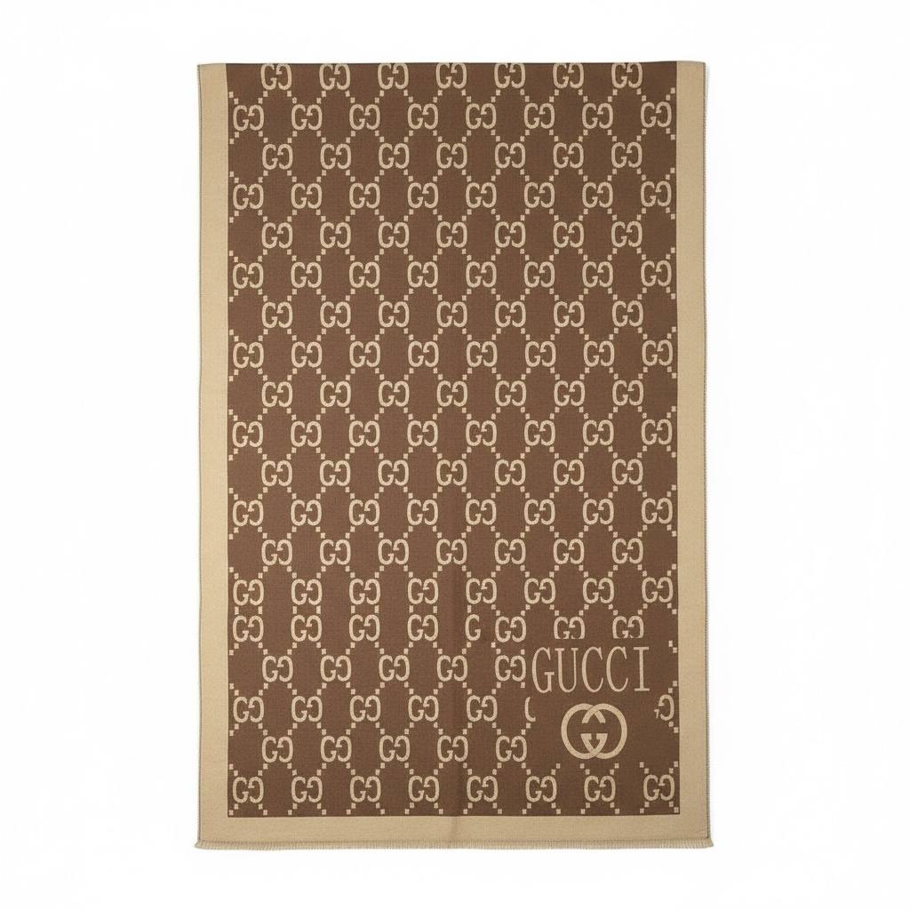 🟤 Gucci Monogram Signature Scarf – Brown Elegance 🧣✨