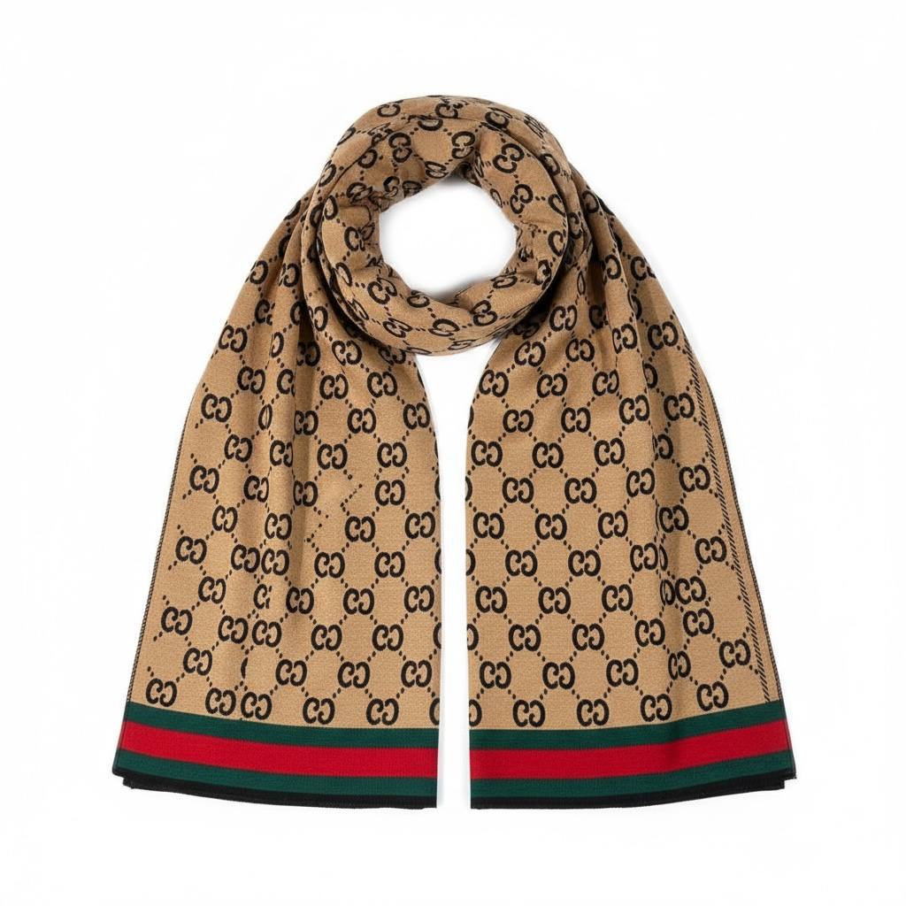 🧣 GUCCI Double-Face Signature GG Scarf – Black / Beige | Luxury Unisex Accessory 💎✨