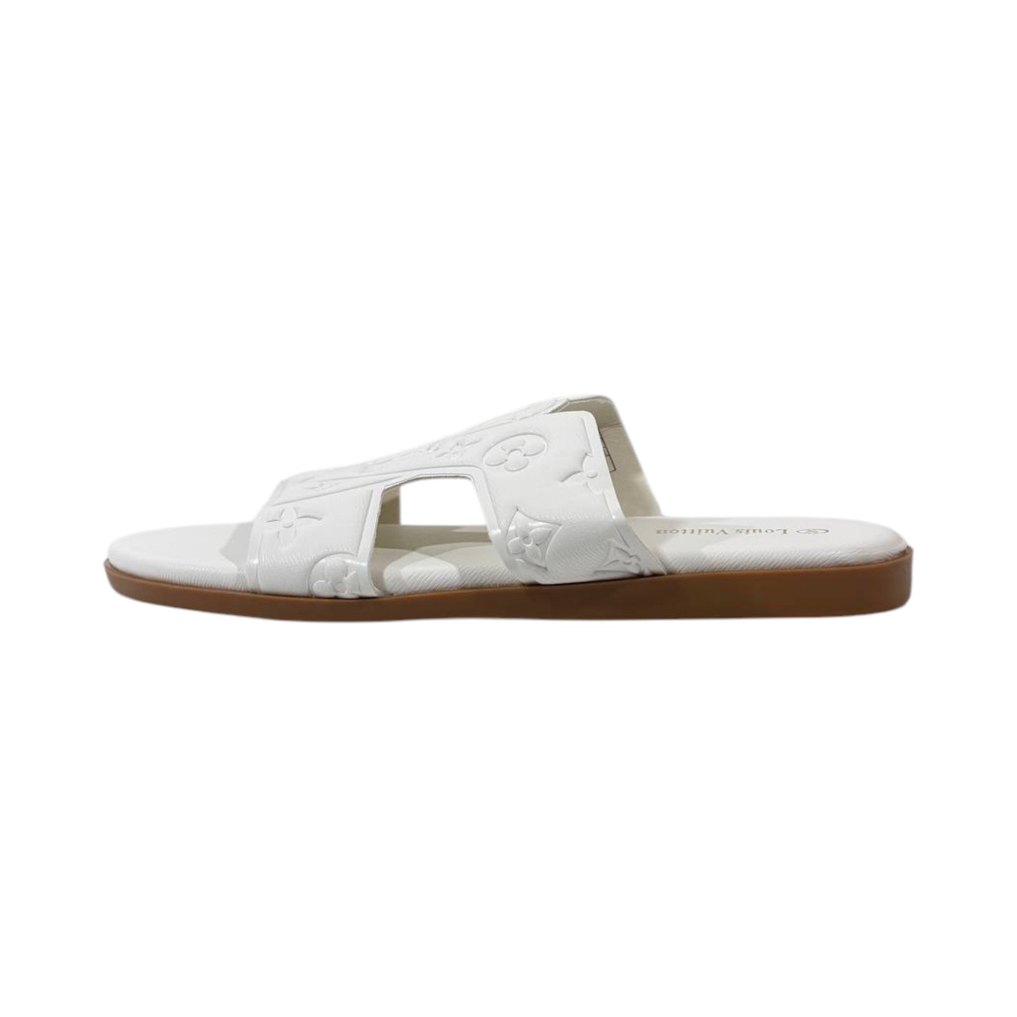 🤍 Louis Vuitton H Monogram Flat Slides – White Luxury Summer Edition