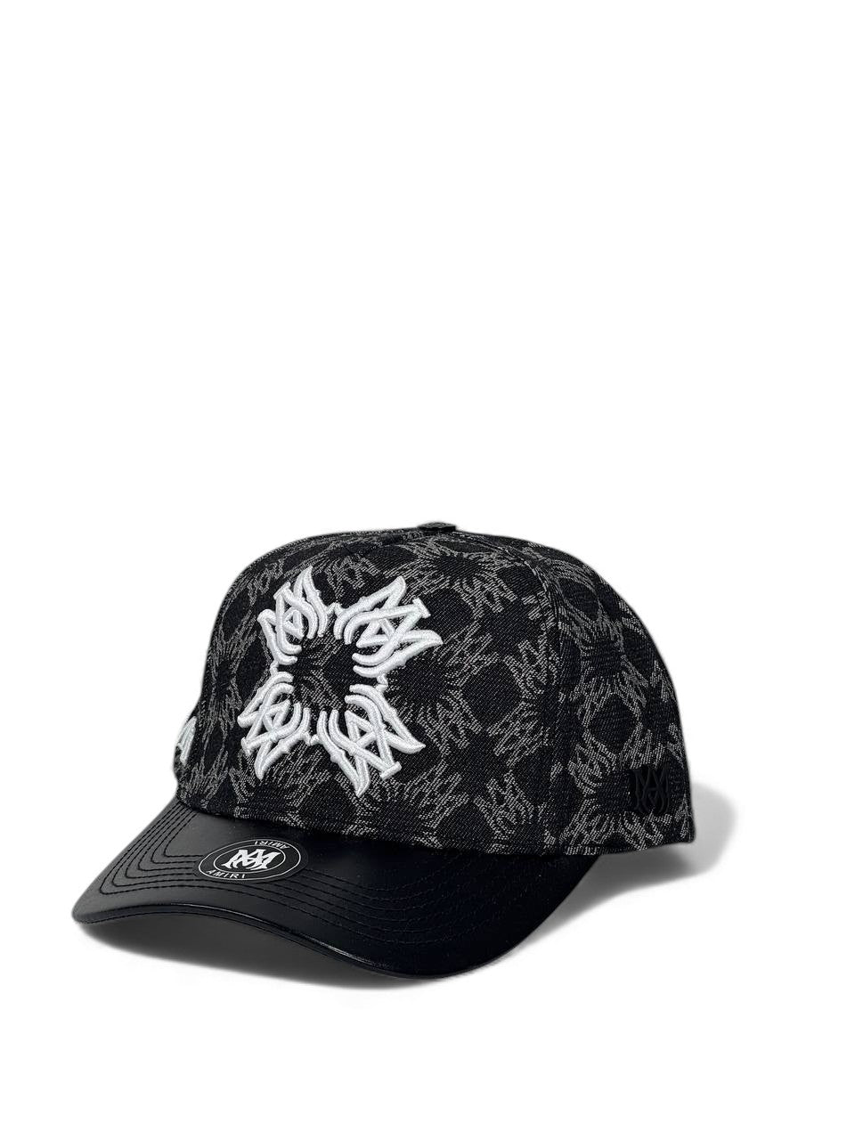 Amiri Inspired Monogram Cap – Black & White Embroidered Edition 🧢⚫✨ (Premium Street Luxury)