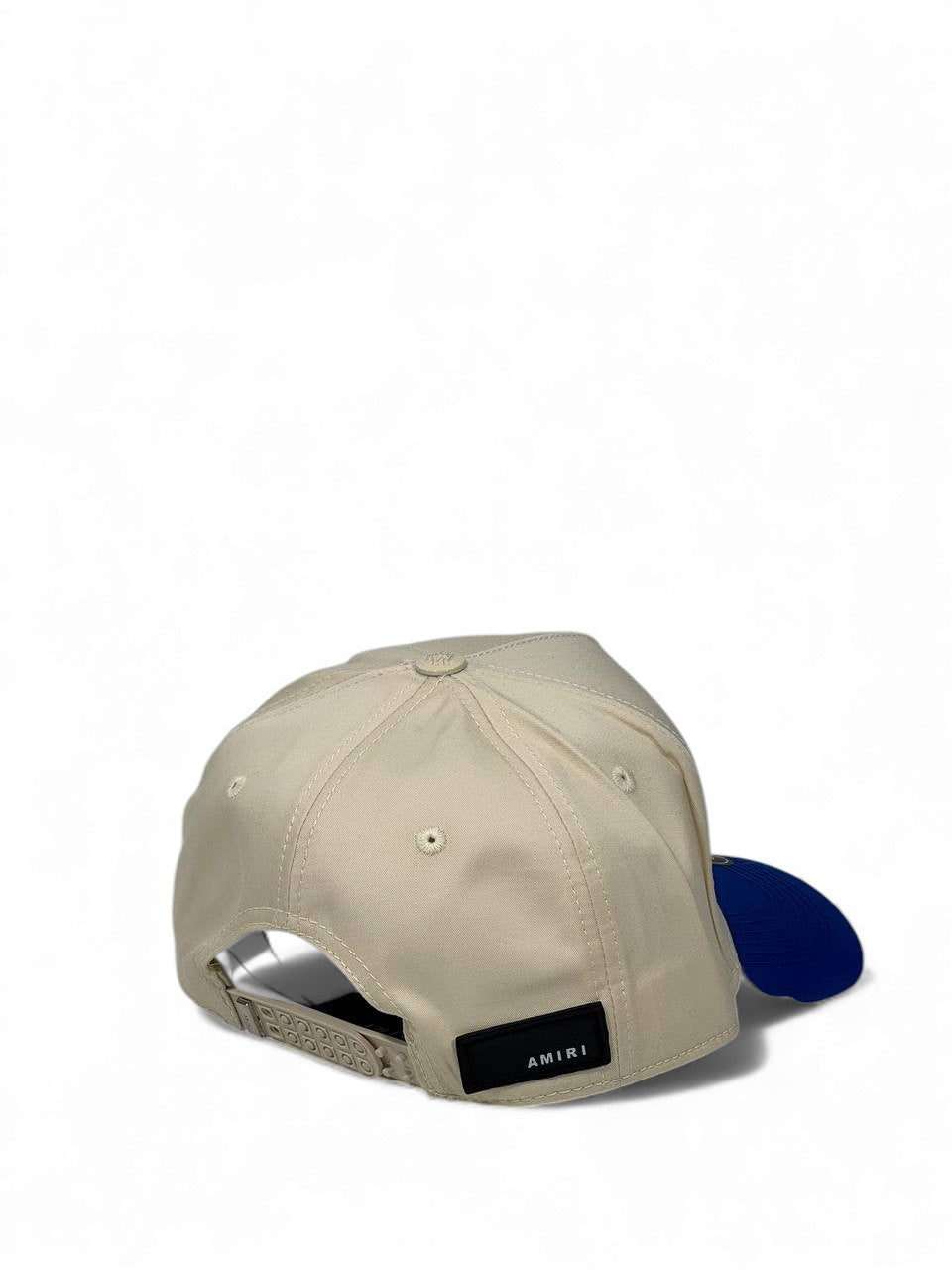 Amiri Two-Tone Luxury Cap – Beige & Royal Blue 🧢💙 (3D Embroidered Unisex Edition)