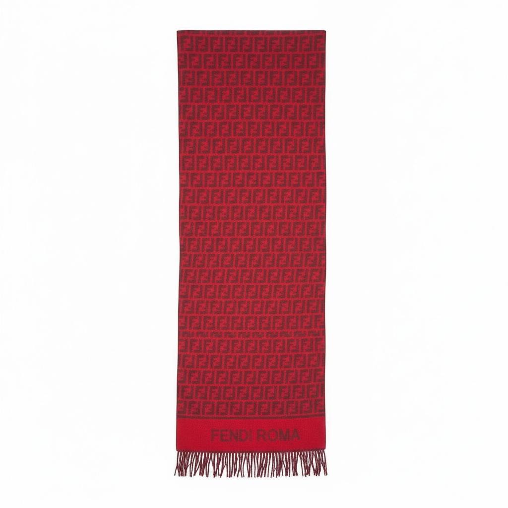 Fendi Roma Red Monogram Scarf – Iconic FF Pattern 🔥❤️