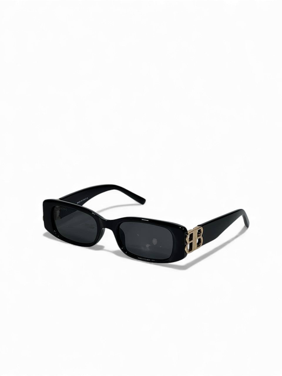 Balenciaga Rectangle Black Sunglasses – Gold Iconic BB Temple 🖤✨