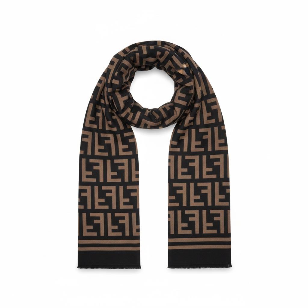 Fendi Black & Brown FF Monogram Scarf – Iconic Winter Essential 🖤🤎