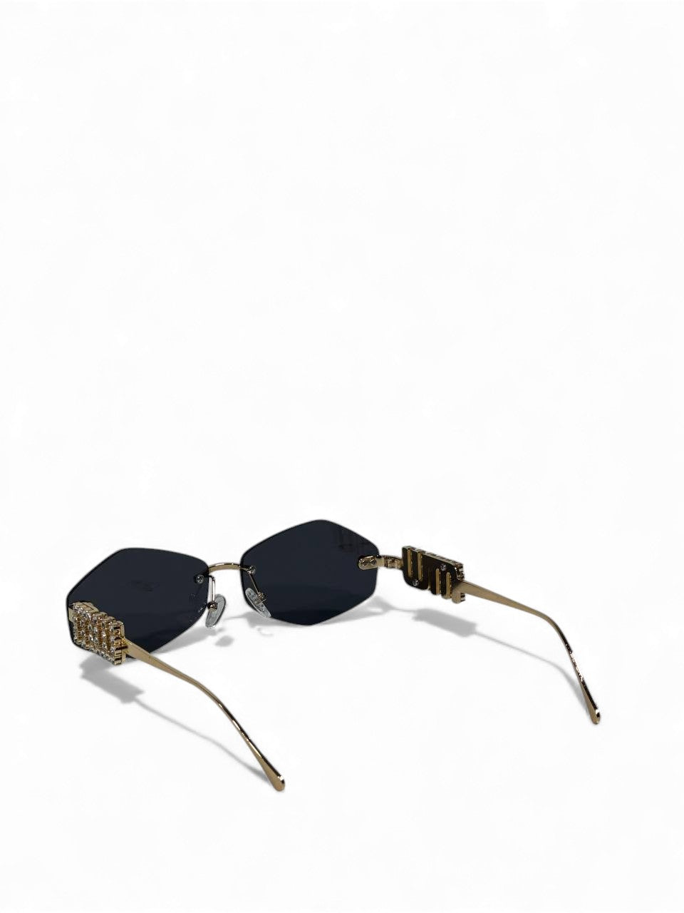 ✨ Miu Miu Crystal-Detail Rectangle Sunglasses – Black