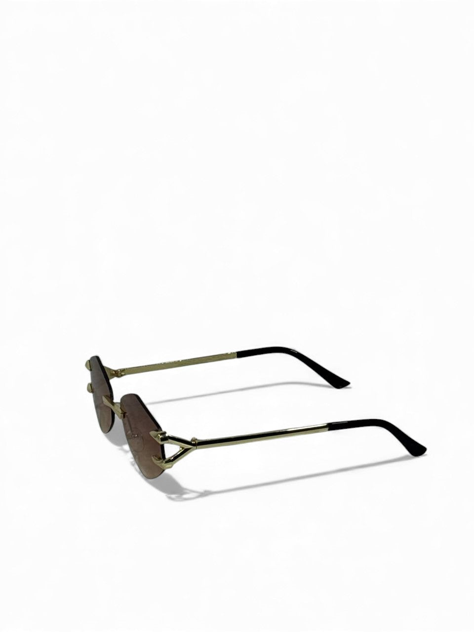 ✨ Rimless Brown Gradient Sunglasses – Gold Frame