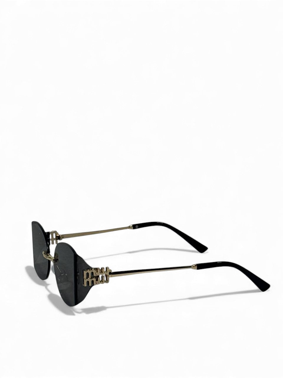 🖤 Miu Miu Black Oval Crystal-Rimless Sunglasses