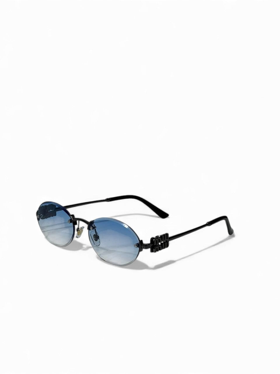 🖤 Miu Miu Black Frame Oval Blue Gradient Sunglasses 💙✨