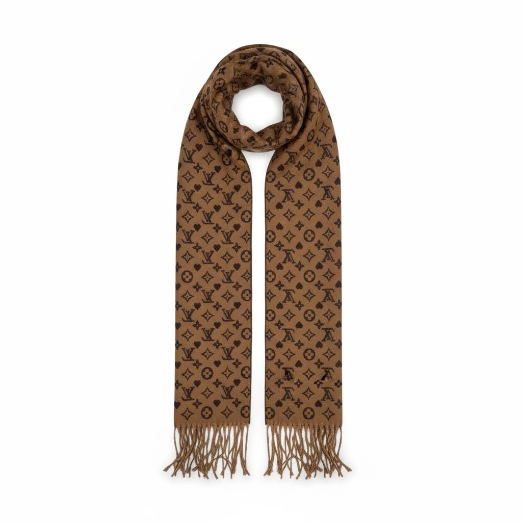 👜 Louis Vuitton Monogram Double-Face Scarf – Brown Elegance