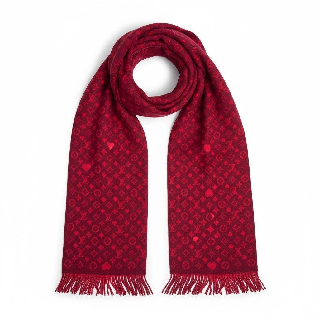 Louis Vuitton Monogram Love Scarf – Red Edition ❤️✨