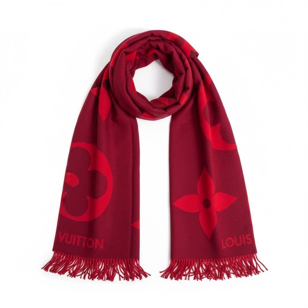 Louis Vuitton Giant Monogram Scarf – Bold Red Edition ❤️🔥