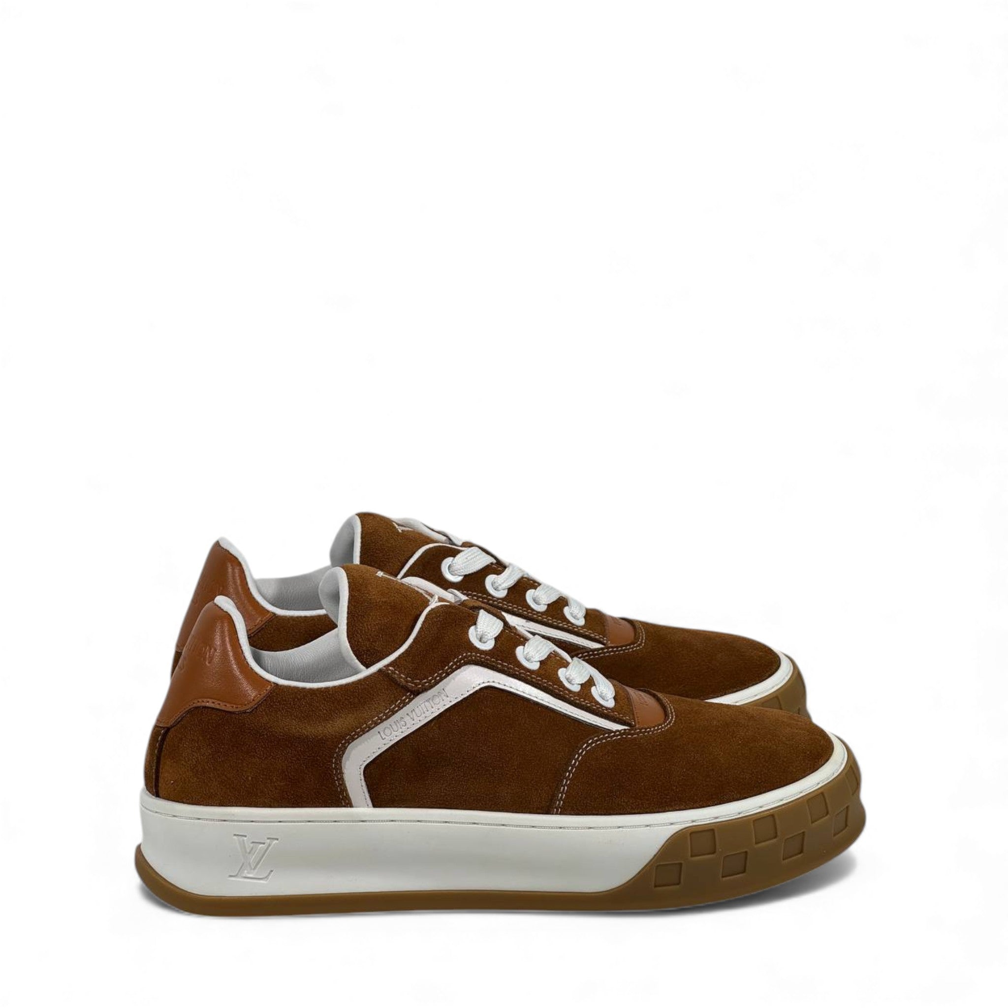 ✨ Louis Vuitton Suede Classic Sneakers – Brown & White