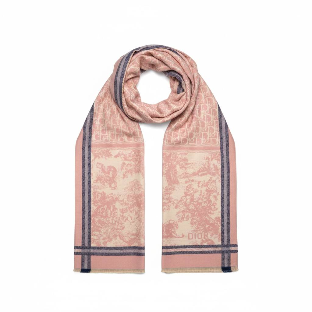 Christian Dior Pink Toile Oblique Scarf 💗✨ Soft Luxury Elegance