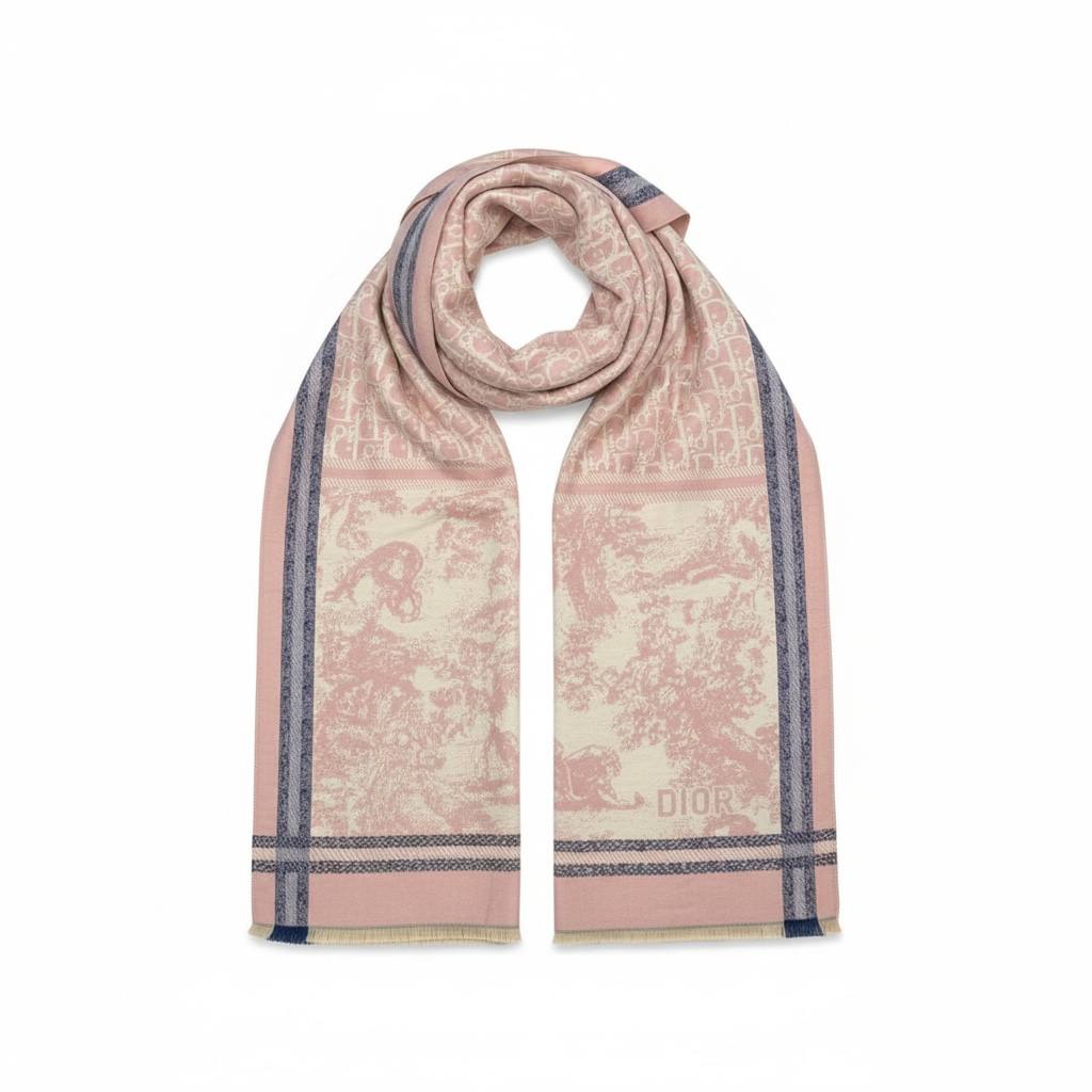 Christian Dior Pink Toile Oblique Scarf 💗✨ Soft Luxury Elegance