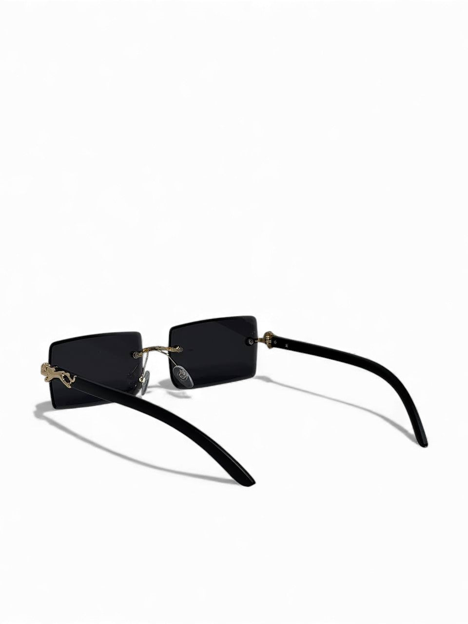 Roberto Cavalli-Inspired Rimless Rectangle Sunglasses – Gold Serpent Temple Edition 😎🐍✨