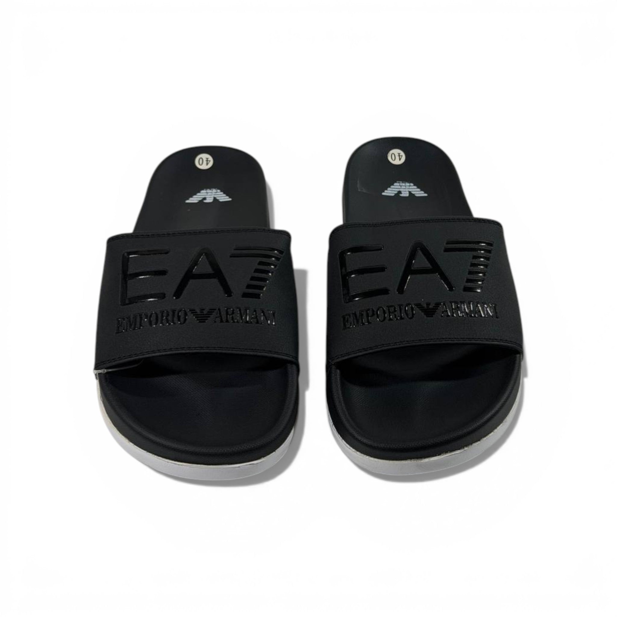 🖤 EA7 Emporio Armani Slides – Black Stealth Edition ⚡