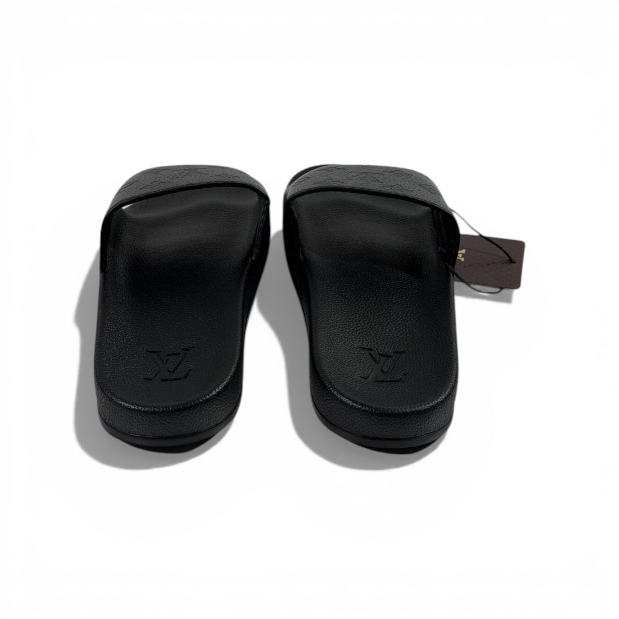 🖤 Louis Vuitton Embossed Slides – Black Luxe Edition ✨