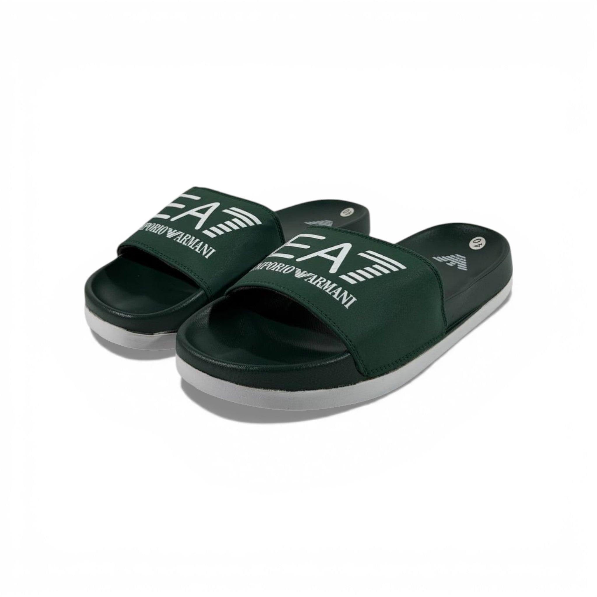 💚 EA7 Emporio Armani Slides – Green Signature Edition ✨