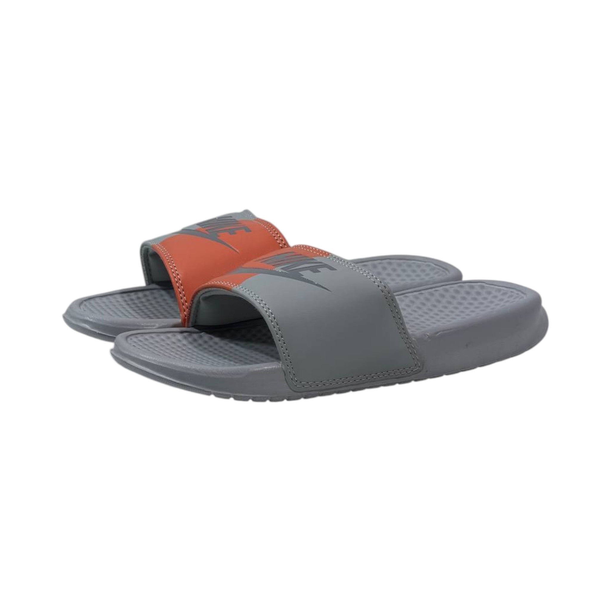 🩶🧡 Nike Benassi Dual Tone Slides – Grey & Orange Edition