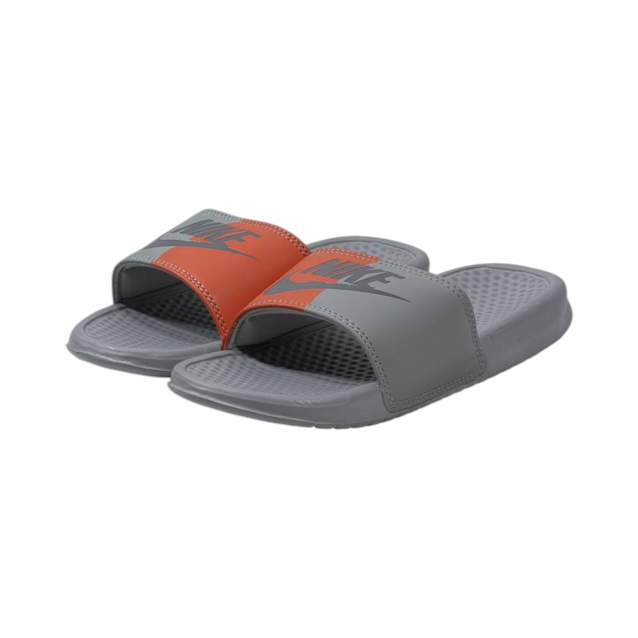 🩶🧡 Nike Benassi Dual Tone Slides – Grey & Orange Edition