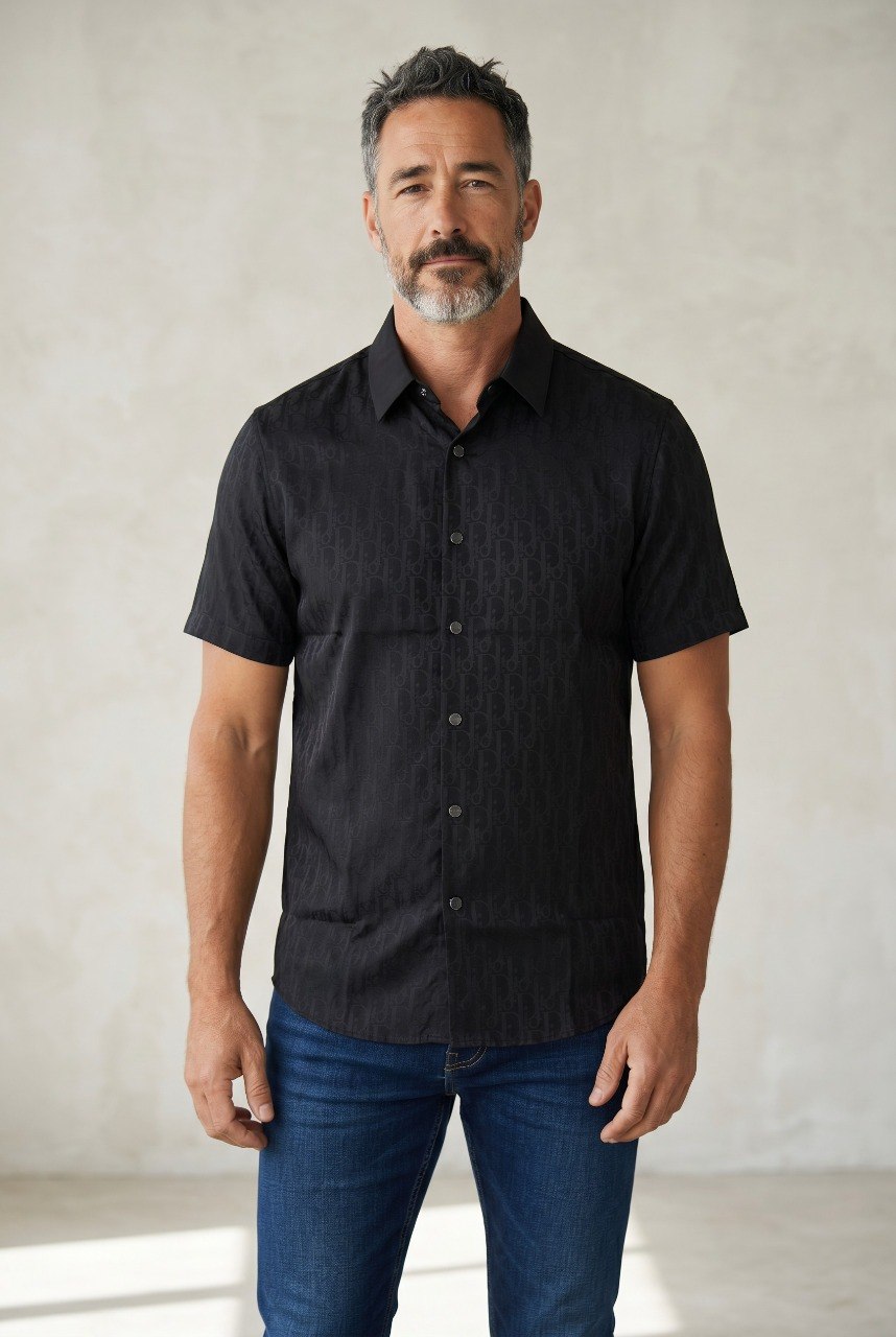 🖤 Dior Oblique Black Monogram Short Sleeve Shirt – Midnight Luxury Collection