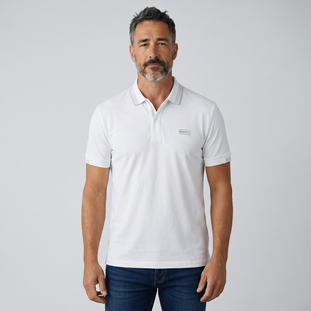 🤍 BOSS Premium White Polo Shirt – Modern Elegance Collection