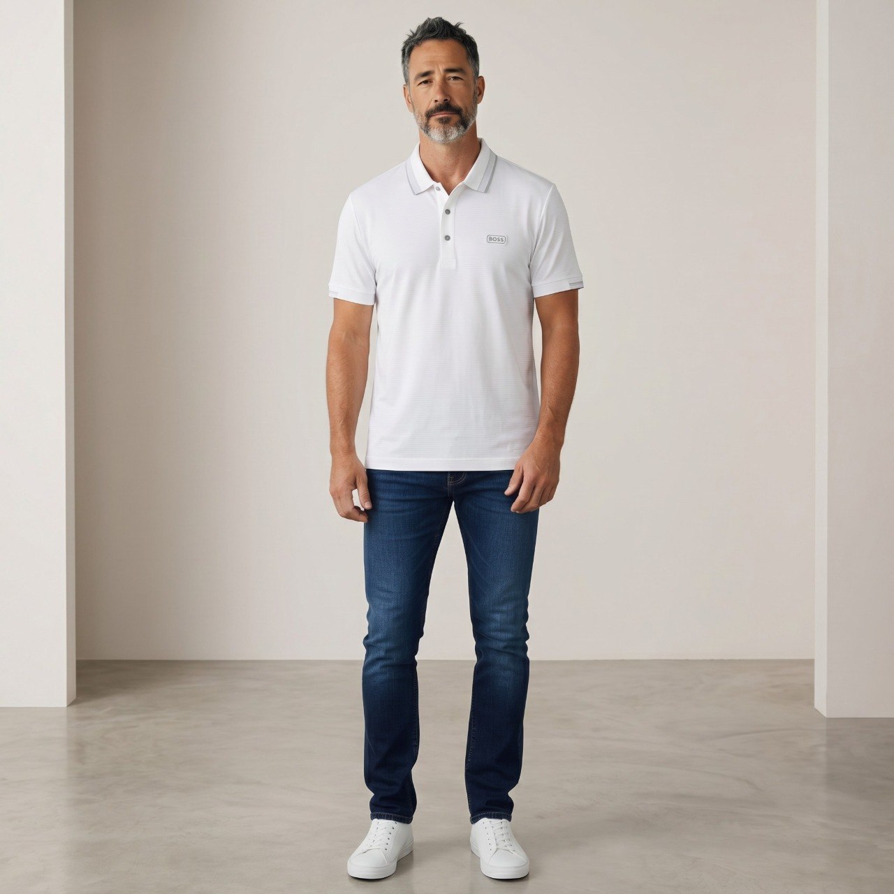 🤍 BOSS Premium White Polo Shirt – Modern Elegance Collection