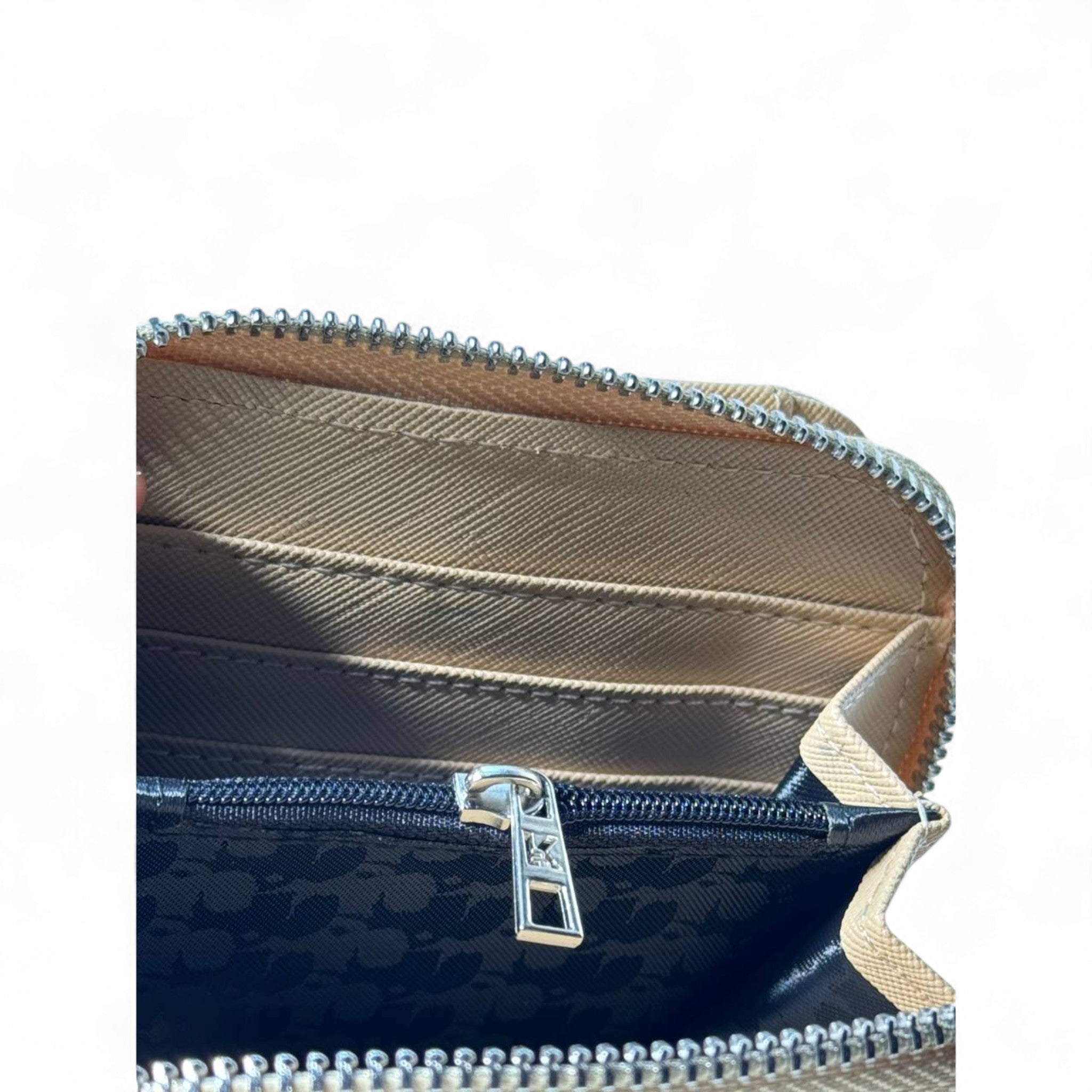 🌟 Karl Lagerfeld Beige Wallet – Multicolor KARL Embroidered Logo 👜🌈