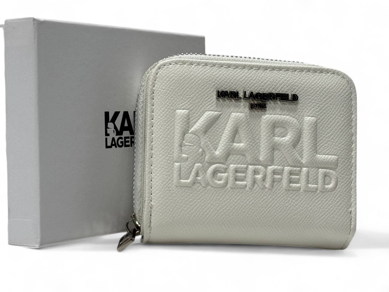 🤍 Karl Lagerfeld White Wallet – Embossed Logo Signature Edition ✨