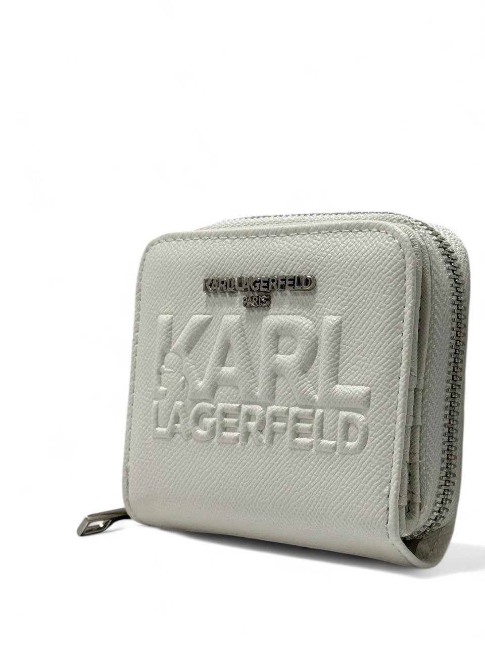 🤍 Karl Lagerfeld White Wallet – Embossed Logo Signature Edition ✨