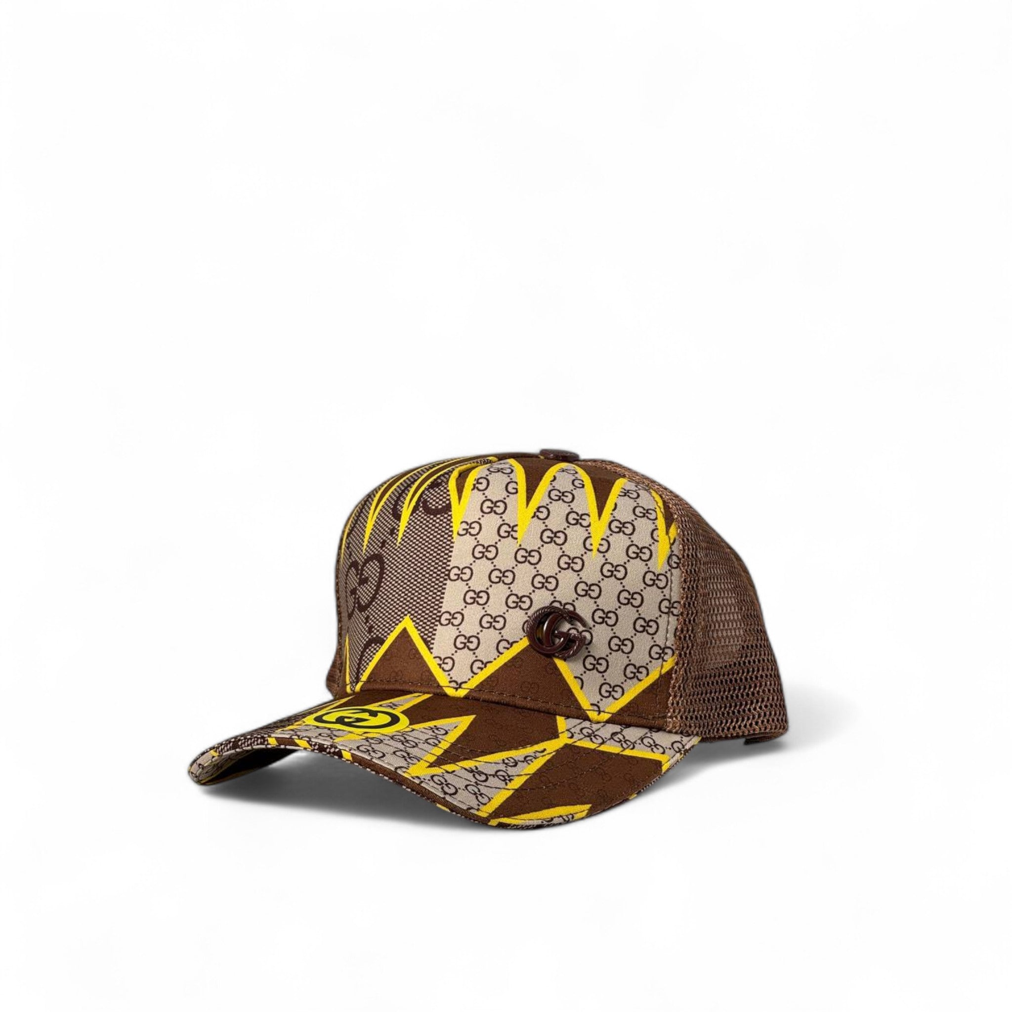 Gucci GG Mesh Cap with Yellow Lightning Graphic ⚡🟫