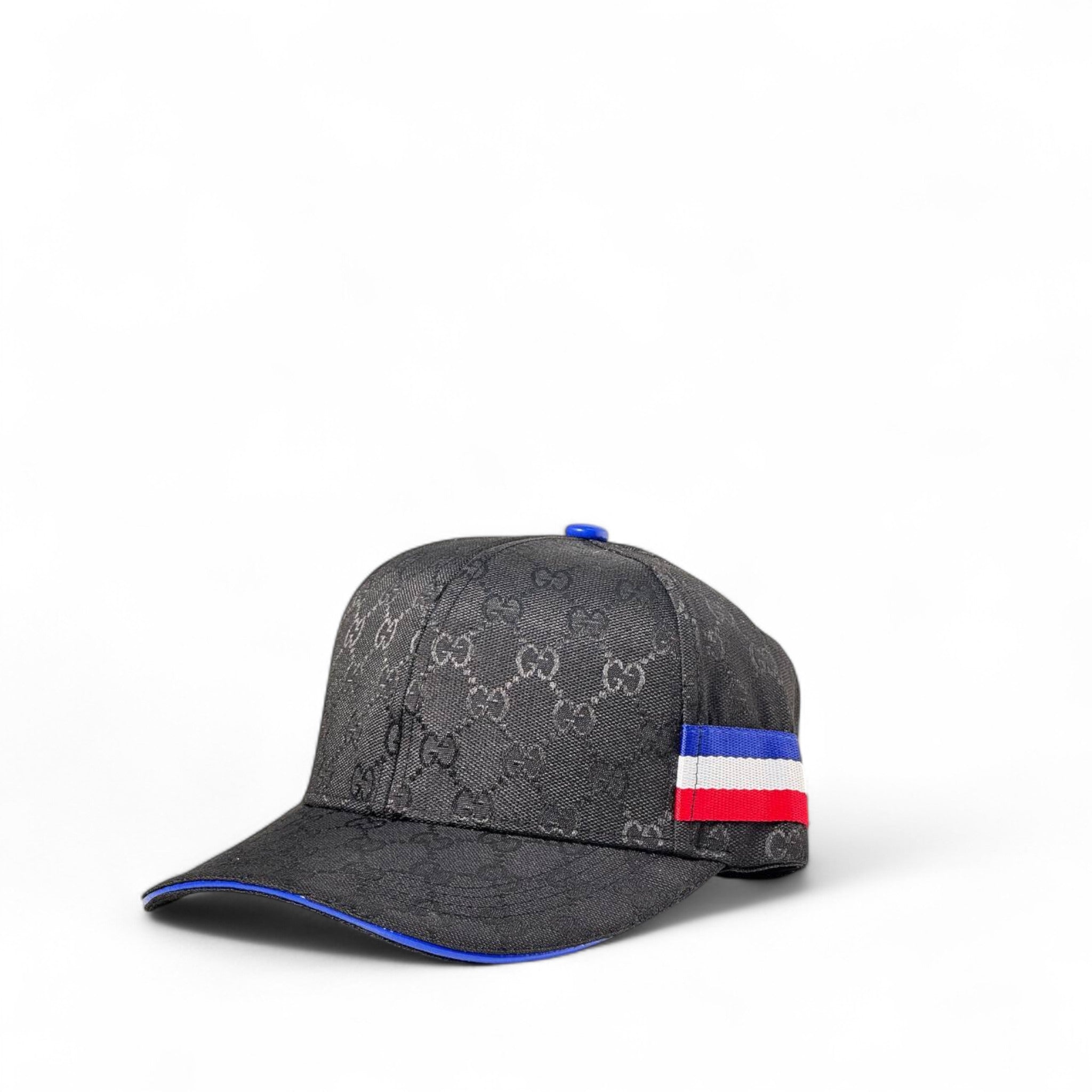 Gucci Black Monogram Cap with Tricolor Stripe 🇫🇷✨