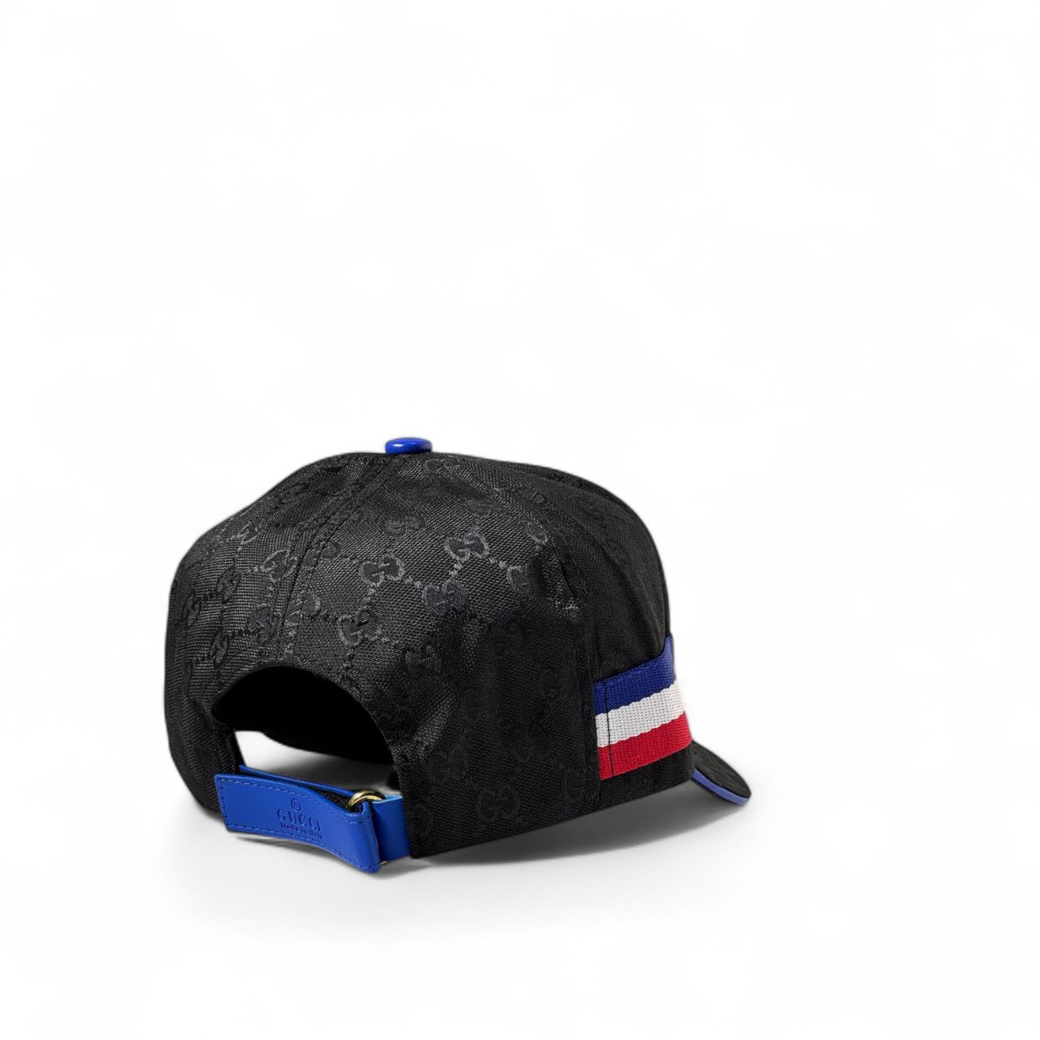 Gucci Black Monogram Cap with Tricolor Stripe 🇫🇷✨