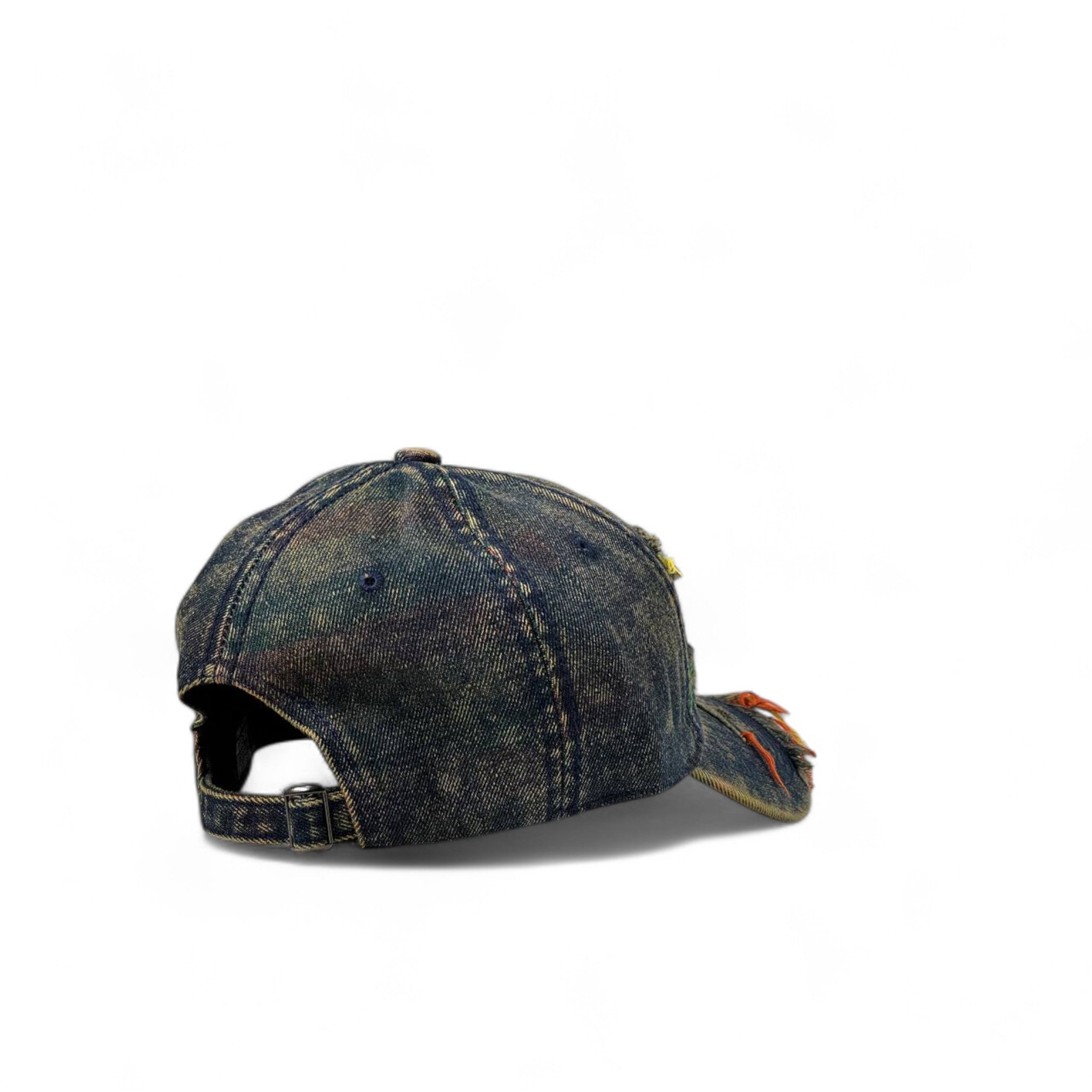 Gucci Distressed Denim Cap with Rainbow Logo 🌈🧢