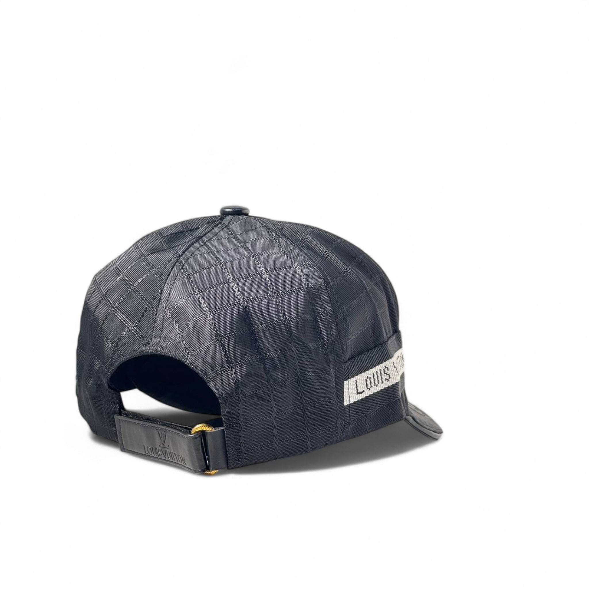 Louis Vuitton Black Checkered Cap 🖤 Gold LV Emblem