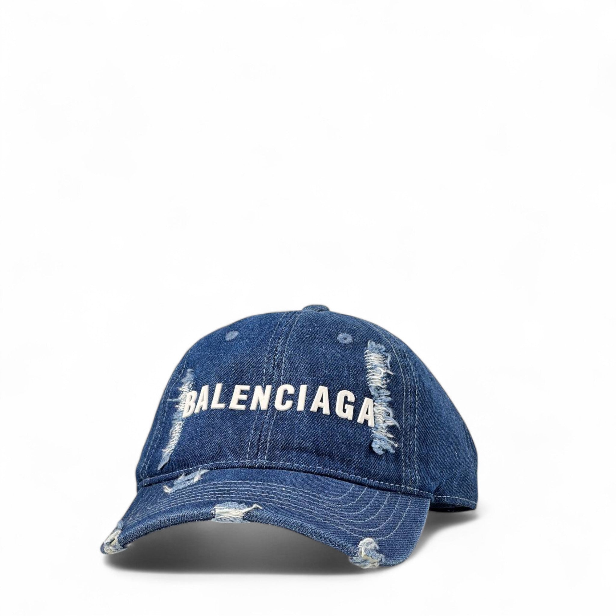 🧢 Balenciaga Classic Blue Distressed Cap – Raw Denim Edge 💙🧢