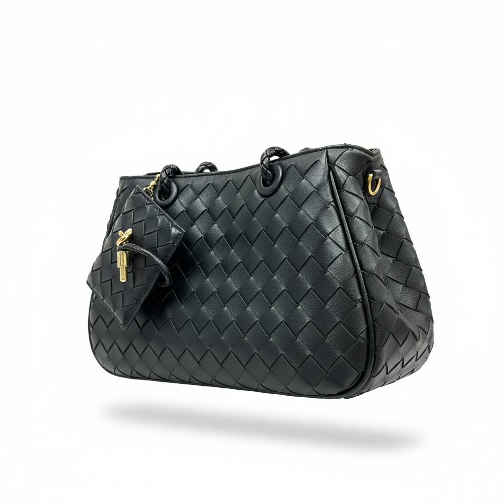 🖤 Bottega Veneta Intrecciato Leather Tote Bag – Luxury Black Woven Designer Handbag