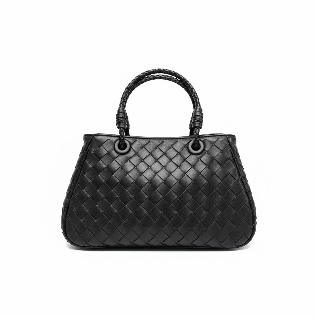 🖤 Bottega Veneta Intrecciato Leather Tote Bag – Luxury Black Woven Designer Handbag