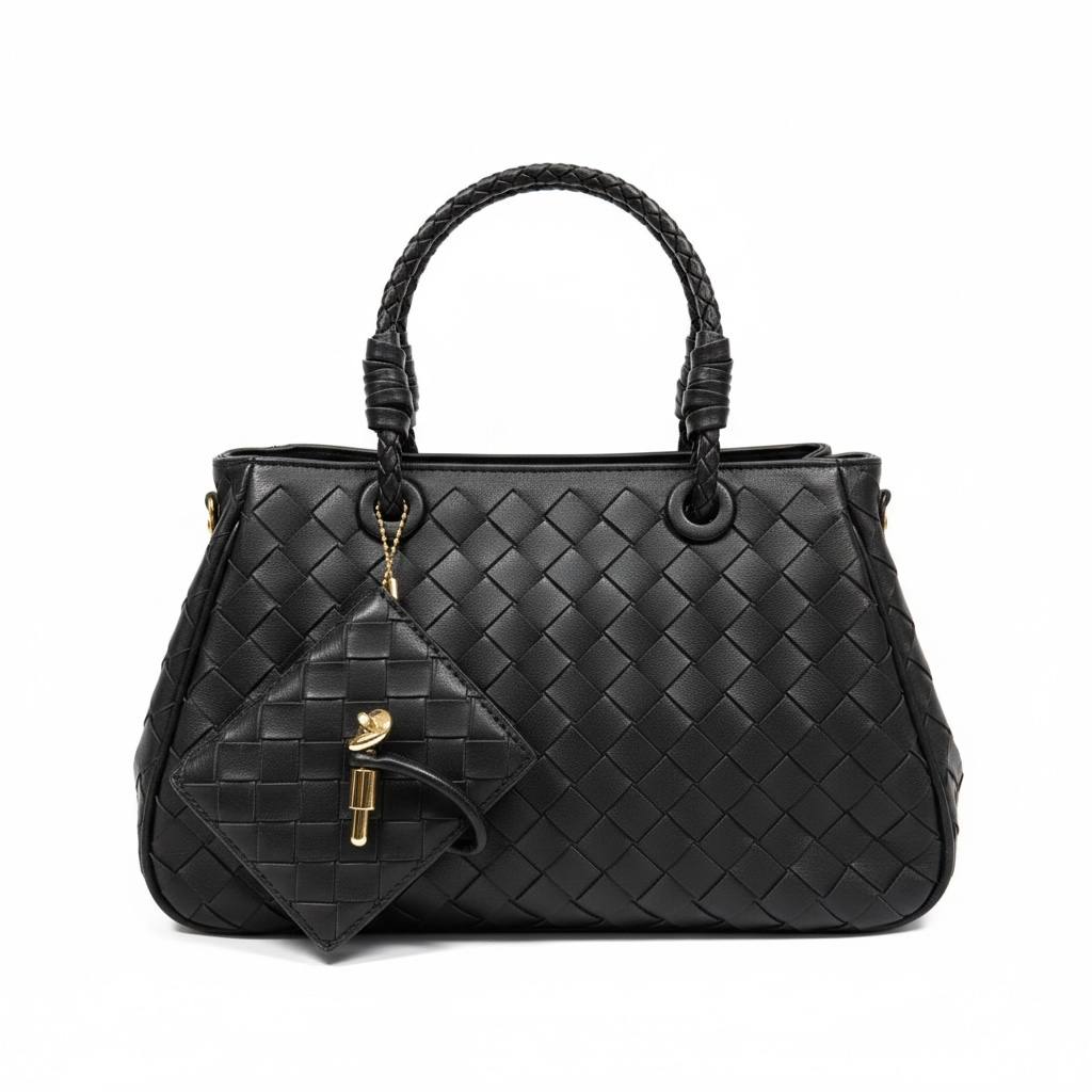 🖤 Bottega Veneta Intrecciato Leather Tote Bag – Luxury Black Woven Designer Handbag